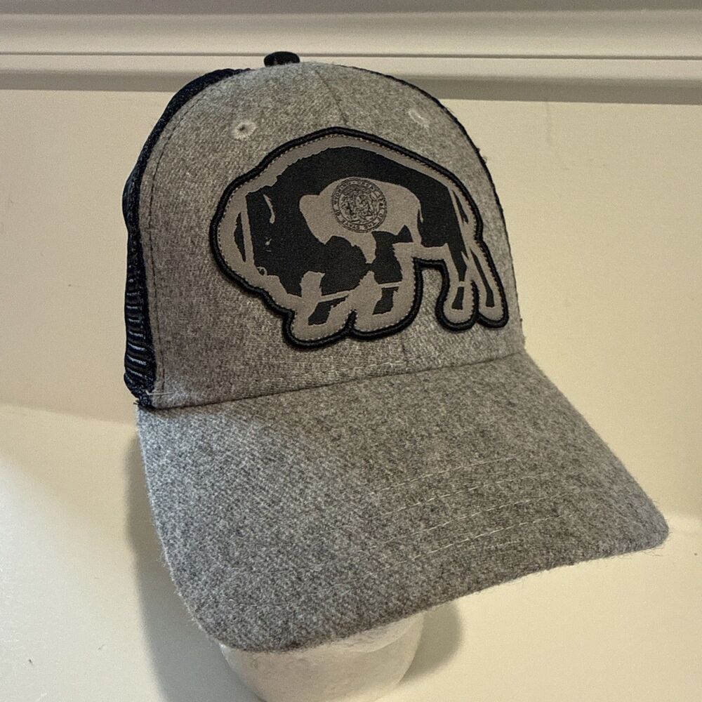 State of Wyoming Snapback Hat Gray Trucker Mesh Patch Mens